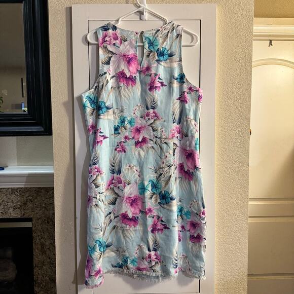 ТОММУ ВАНАМА Florencia Floral Linen Shift Dress Fringe Size Large Multicolored - Picture 4 of 9
